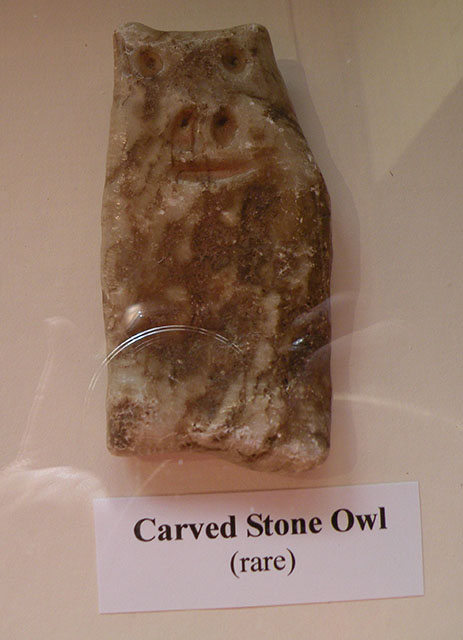 Recreated carved owlfrom Horn Shelter burial